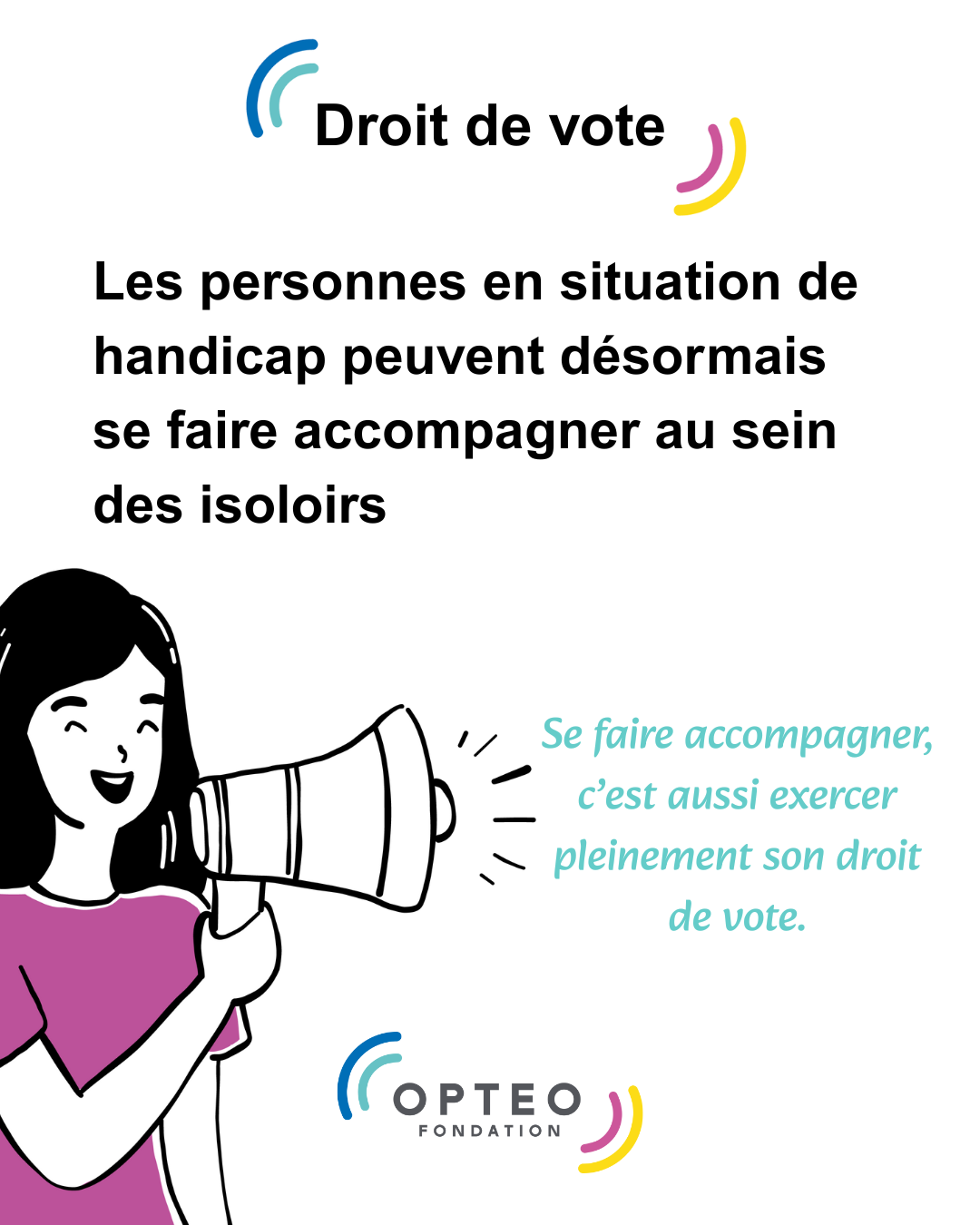 Image avec un texte sur l'accompagnement des personnes en situation de handicap dans les isoloirs
