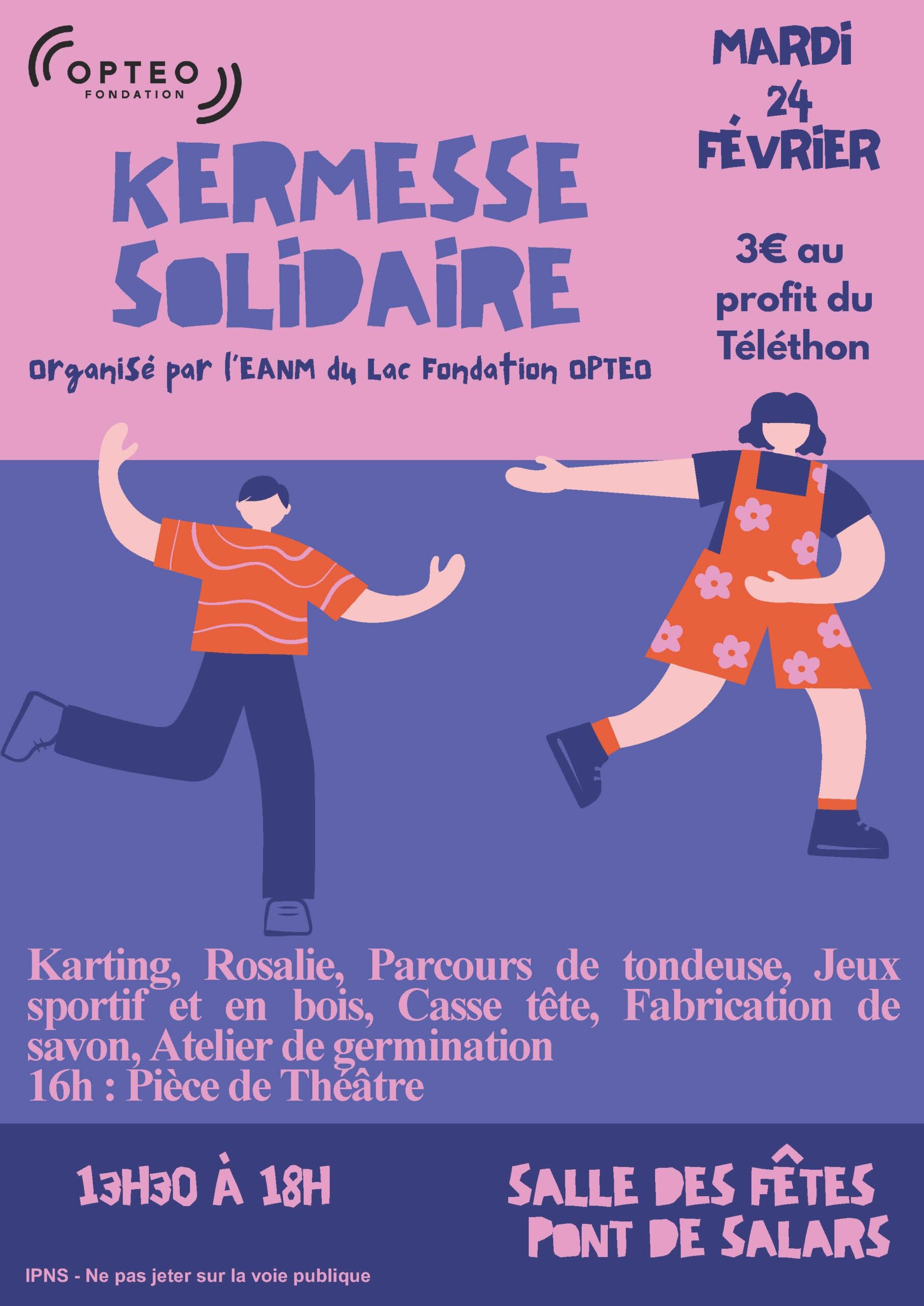 Affiche qui annonce la date, l'heure et le lieu du Téléthon Pont-de-Salars